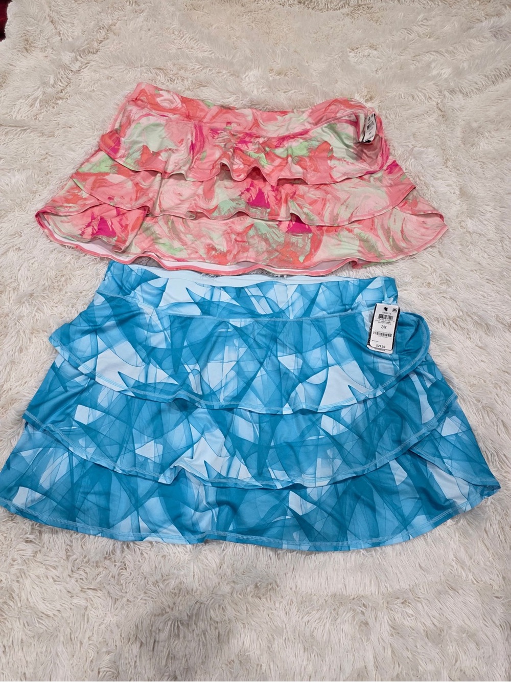 Ideology Women's 3XL Blue + Pink Swim Skort 2 Pc Bundle With Back Pocket